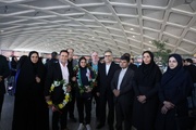 استقبال از تیم ملی فوتبال بانوان ایران در فرودگاه مشهد