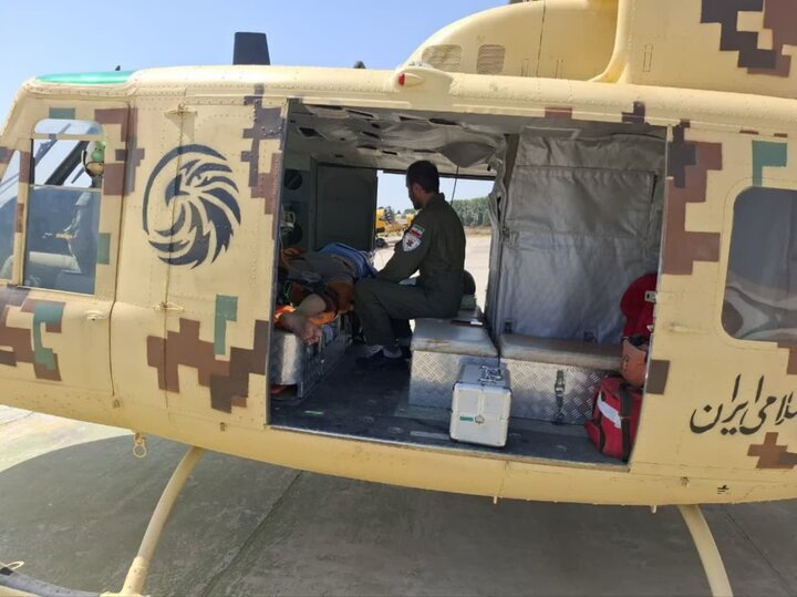 انتقال هوایی بیمار با کاهش سطح هوشیاری از الموت غربی به قزوین