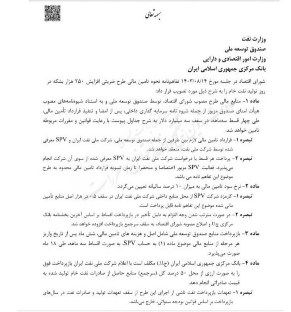 طرح ضربتی افزایش ۲۵۰ هزار بشکه ای تولید نفت اجرا میشود