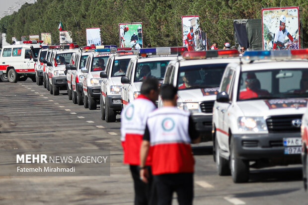 آیین بدرقه ناوگان امدادی و درمانی جمعیت هلالاحمر - اربعین ۱۴۰۴