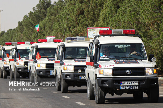 آیین بدرقه ناوگان امدادی و درمانی جمعیت هلالاحمر - اربعین ۱۴۰۴