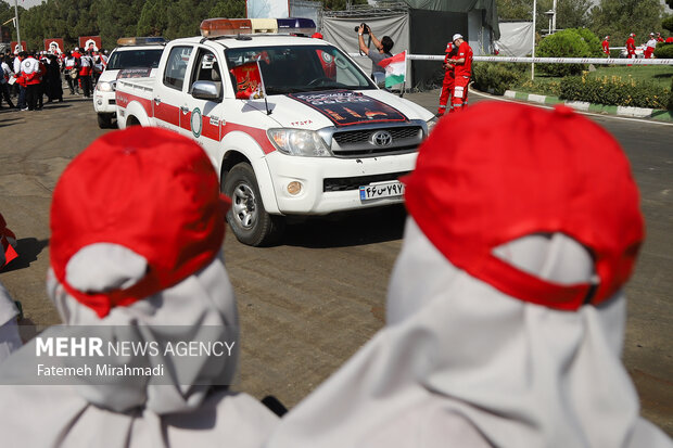 آیین بدرقه ناوگان امدادی و درمانی جمعیت هلالاحمر - اربعین ۱۴۰۴