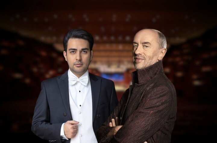 رضا فکری در کنار رهبر ارکستر فرانسوی روی صحنه میرود