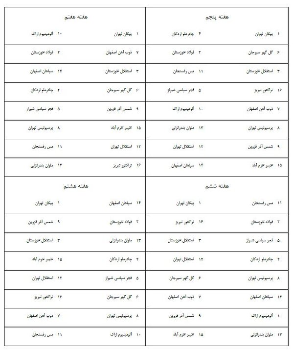 برنامه کامل نیم فصل اول لیگ بیست و پنجم مشخص شد + زمان دربیهای مهم