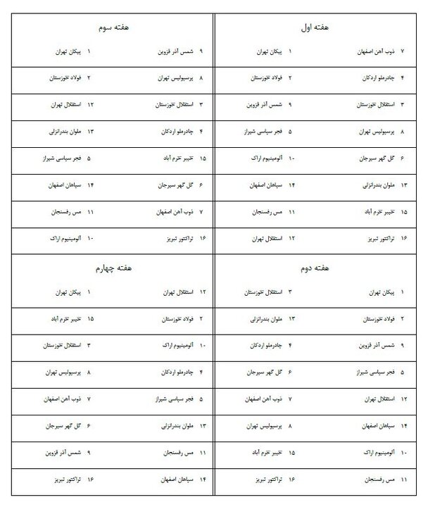 برنامه کامل نیم فصل اول لیگ بیست و پنجم مشخص شد + زمان دربی‌های مهم