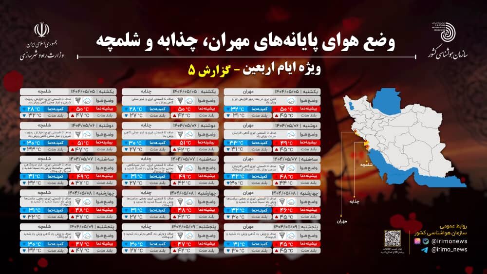 وضعیت آب و هوای مرزهای غربی ایران، نجف و کربلا اعلام شد 3