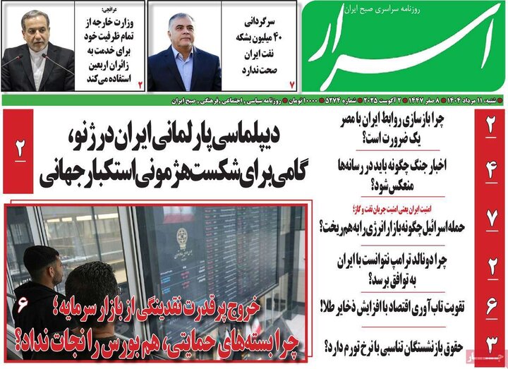 روزنامه های اقتصادی 11 مرداد