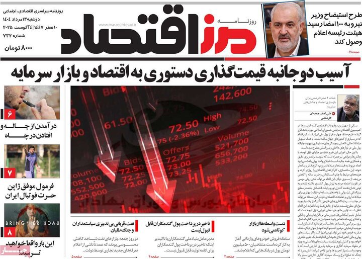 روزنامه های اقتصادی 13 مرداد
