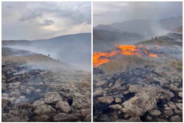مهار کامل آتش سوزی مراتع حاشیه پارک ملی لار با همکاری محیط بانان