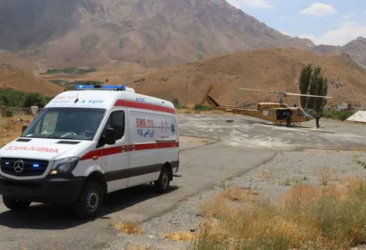 انتقال همزمان دو بیمار قلبی از دو شهرستان به اصفهان با یک پرواز بالگرد