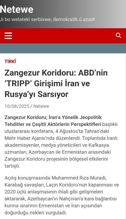 Foreign media coverage of Mehr's international Zangazur corridor meeting