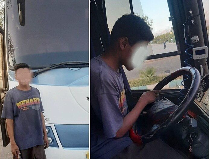 توقیف اتوبوس با راننده ۱۶ ساله در کرمان