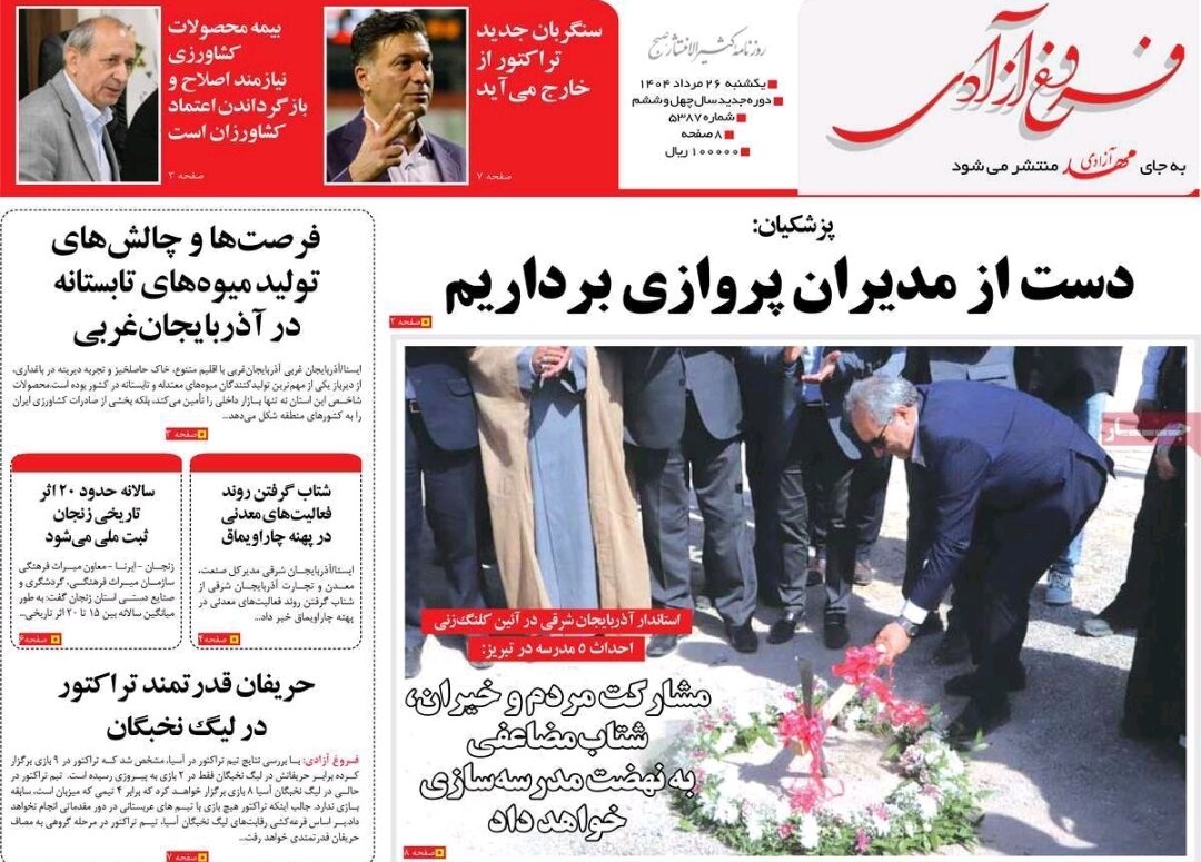 روزنامه های آذربایجان‌شرقی