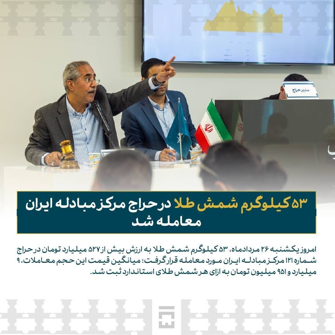 معامله ۵۳ کیلوگرم شمش طلا در مرکز مبادله ایران