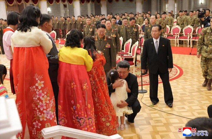 North korean leader awarding military honors to soldiers in Ukraine conflict