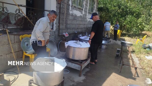 توزیع غذای نذری به مناسب شهادت امام رضا(ع) در روستای ماشک تهرانچی