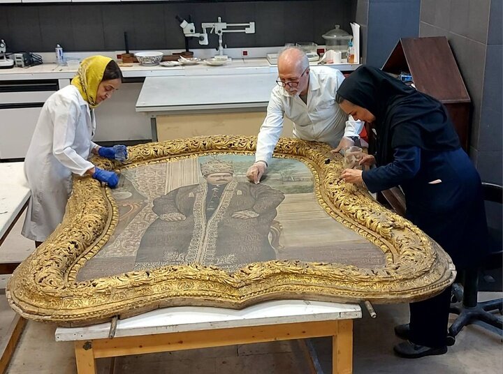 مرمت نقاشی محمدعلی‌شاه قاجار در کاخ گلستان