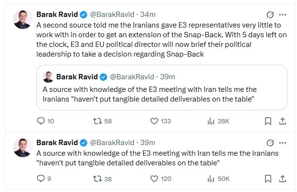 Axios claim about Iran and ‌European Troika​ meeting