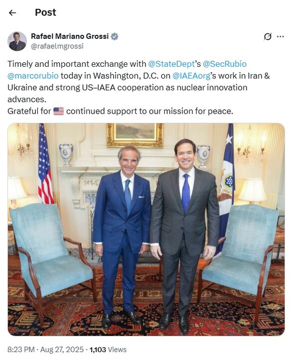 Topics discussed by Grossi with U.S. Secretary of State