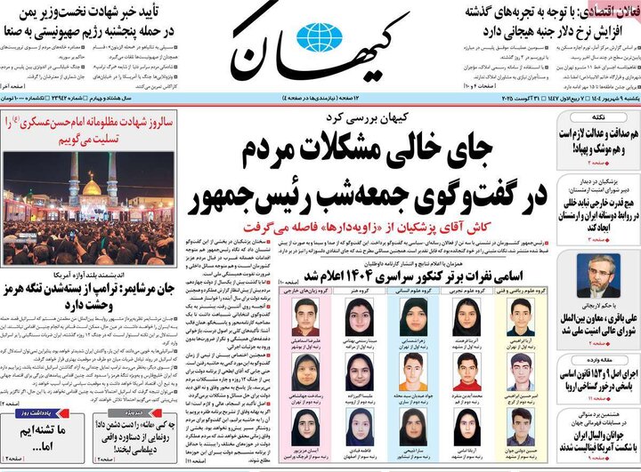 روزنامه های صبح 9 شهریور