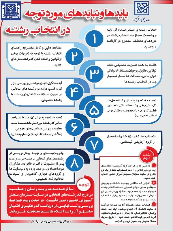 باید و نبایدهای مورد توجه در انتخاب رشته آزمون سراسری سال ۱۴۰۴