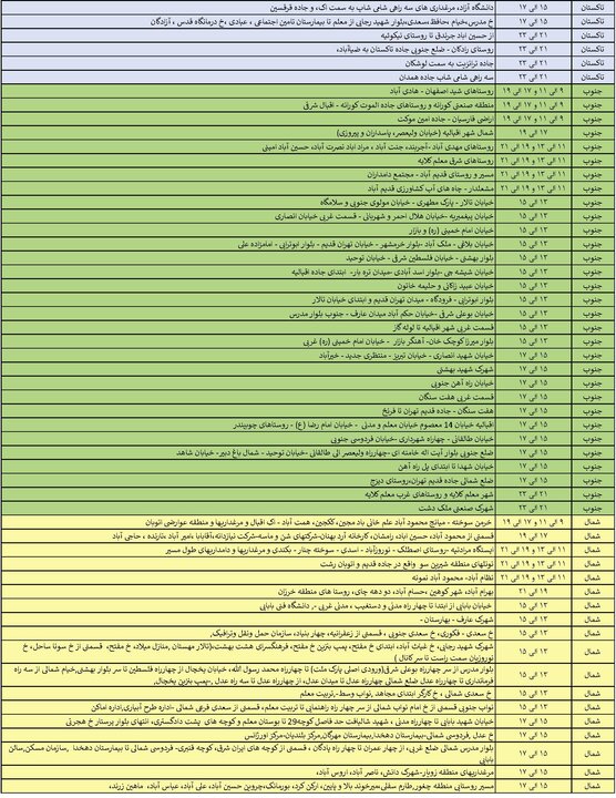 جدول خاموشی برق استان قزوین