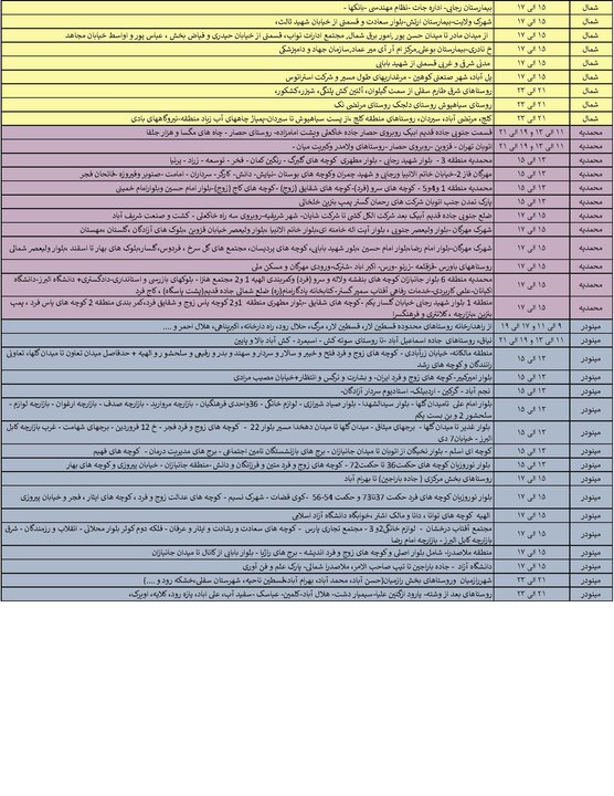 جدول خاموشی برق استان قزوین