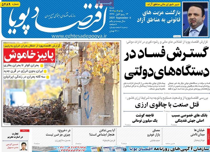 روزنامه اقتصادی 15 شهریور