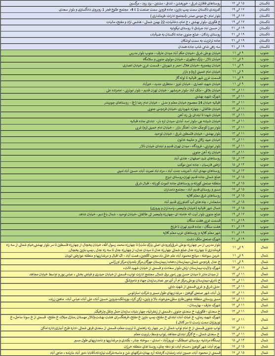 جدول خاموشی برق استان قزوین