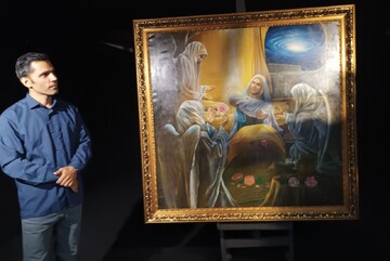 تابلوی نقاشی «خیرالبشر» با موضوع تولد پیامبر اکرم (ص) رونمایی شد