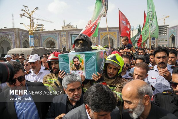 تشییع پیکر شهید «رضا فخریان»، آتش‌نشان فداکار در مشهد
