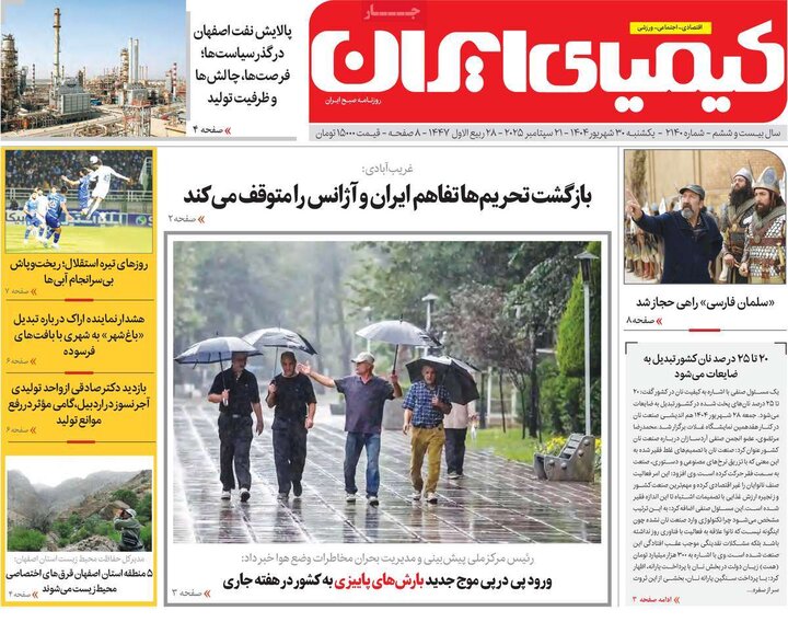 صفحه اول روزنامه های اصفهان