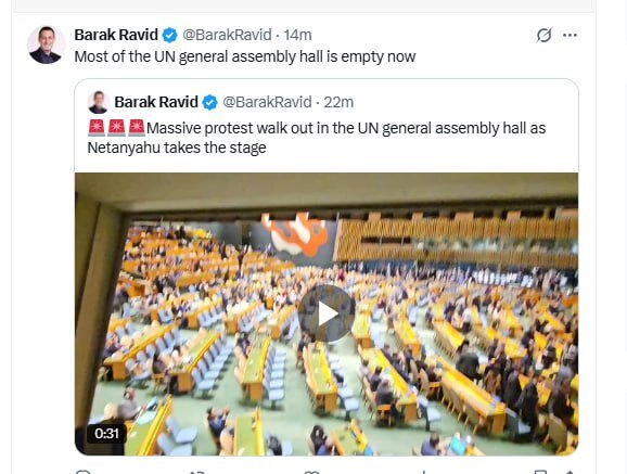 هو شدن نتانیاهو در سازمان ملل و سخنرانی برای صندلیهای خالی 1 هو شدن نتانیاهو در سازمان ملل و سخنرانی برای صندلیهای خالی + فیلم