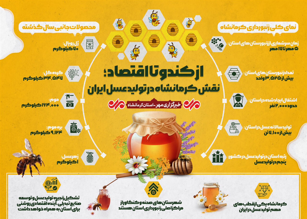 اینفوگرافیک |نقش کرمانشاه در تولید عسل کشور