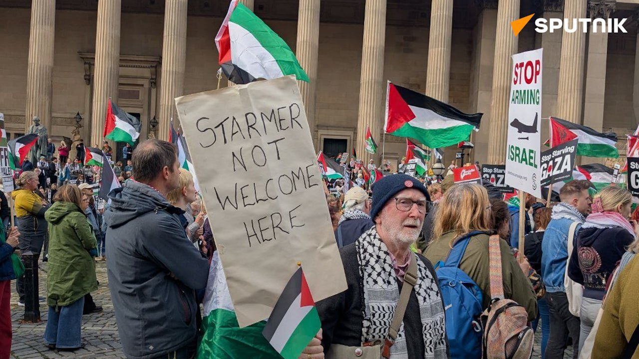 public gathering in Liverpool supporting Palestine