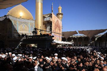 برگزاری مراسم تشییع پیکر همسر آیت الله سیستانی در نجف و کربلا + تصاویر