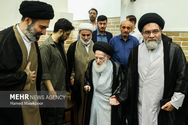 دیدار محمدباقر قالیباف رئیس مجلس شورای اسلامی و آیت‌الله شبیری زنجانی از مراجع عظام تقلید