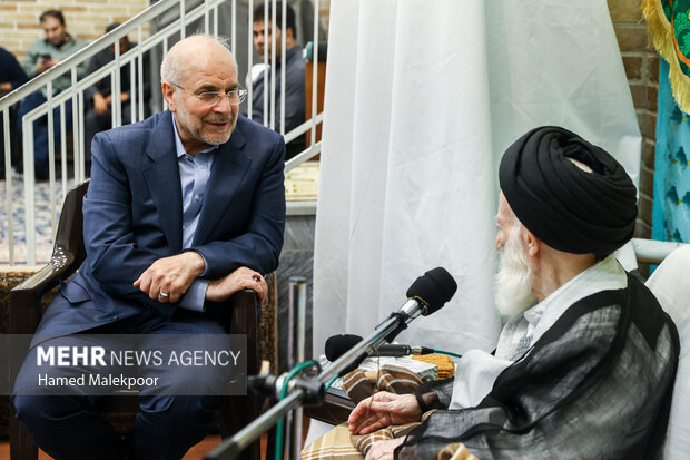 دیدار محمدباقر قالیباف رئیس مجلس شورای اسلامی و آیت‌الله شبیری زنجانی از مراجع عظام تقلید