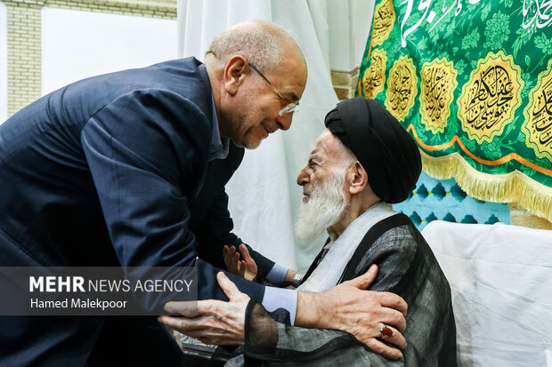دیدار محمدباقر قالیباف رئیس مجلس شورای اسلامی و آیت‌الله شبیری زنجانی از مراجع عظام تقلید