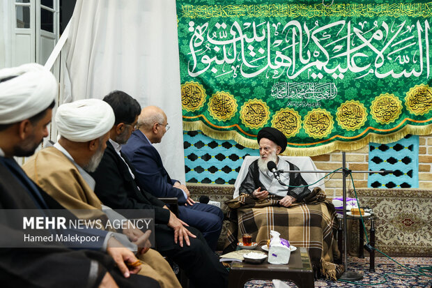 دیدار محمدباقر قالیباف رئیس مجلس شورای اسلامی و آیت‌الله شبیری زنجانی از مراجع عظام تقلید