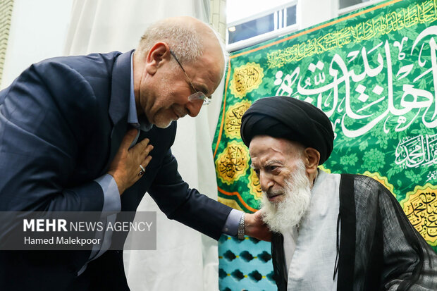 دیدار محمدباقر قالیباف رئیس مجلس شورای اسلامی و آیت‌الله شبیری زنجانی از مراجع عظام تقلید