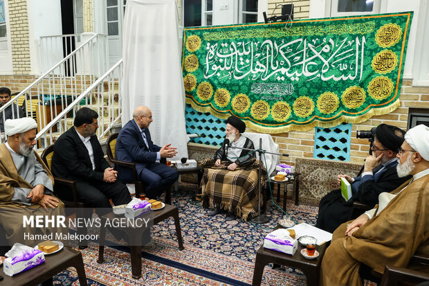 دیدار محمدباقر قالیباف رئیس مجلس شورای اسلامی و آیت‌الله شبیری زنجانی از مراجع عظام تقلید