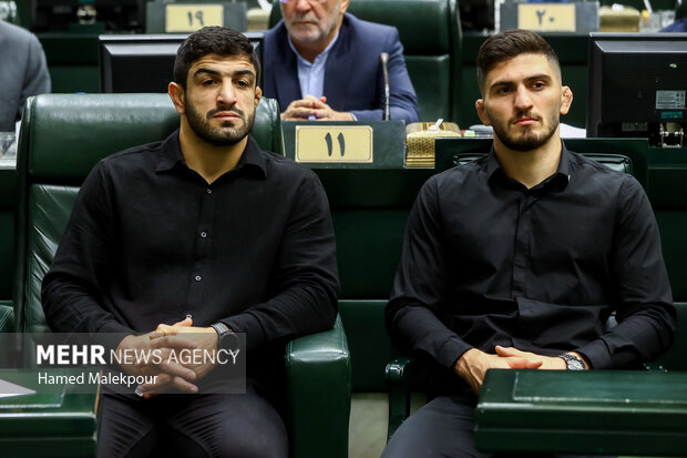 مراسم تقدیر از مدال‌آوران، کادر فنی و مسئولان تیم‌های ملی کشتی آزاد و فرنگی در مجلس