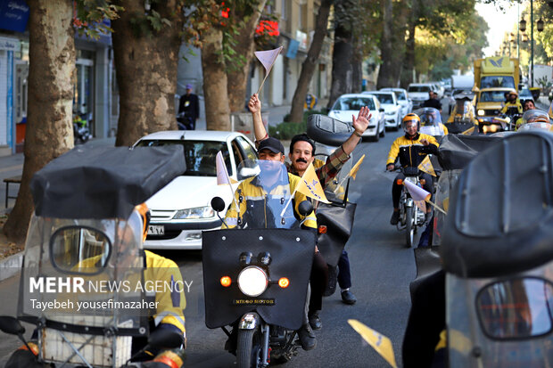 رزمایش پستچی‌های همدانی در روز جهانی پست