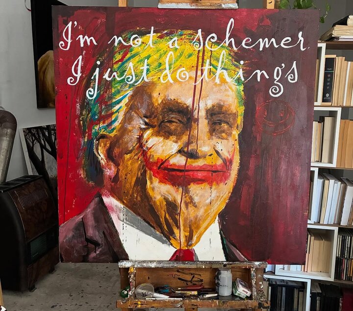 تابلوی «شرور» میرفتاح با طرحی از ترامپ رونمایی شد