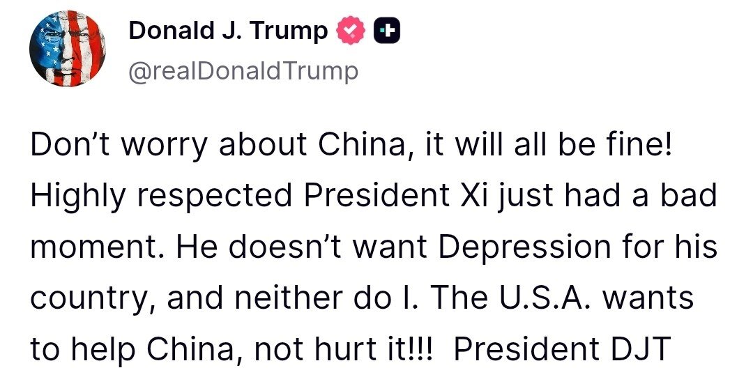 Trump: Don't Worry About China; Everything Will Be Fine