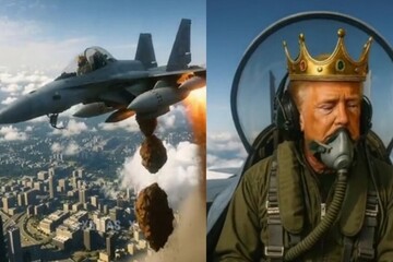 فیدیو..."ترامب الملك" يلقي القاذورات على المتظاهرين!