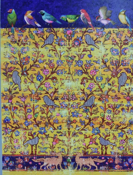 نمایشگاه «تار و پود»؛روایتِ زن،فرش و شاهنامه در بافت نقاشی معاصر ایران