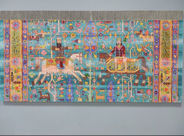 نمایشگاه «تار و پود»؛روایتِ زن،فرش و شاهنامه در بافت نقاشی معاصر ایران