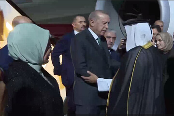 «اردوغان» وارد قطر شد+ فیلم